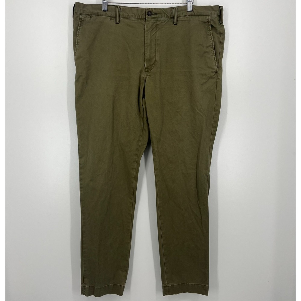 Polo Ralph Lauren Slim Stretch Chino Pants Mens 40/34 Olive Green Cotton Twill